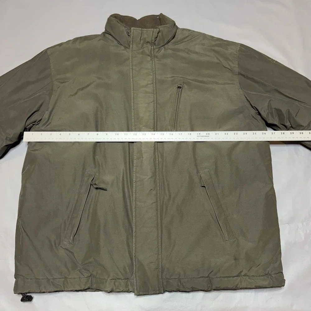 Chaps NA054 Mens XL Full Zip Fleece Lined Hidden Hood Winter Jacket Brown C15914
